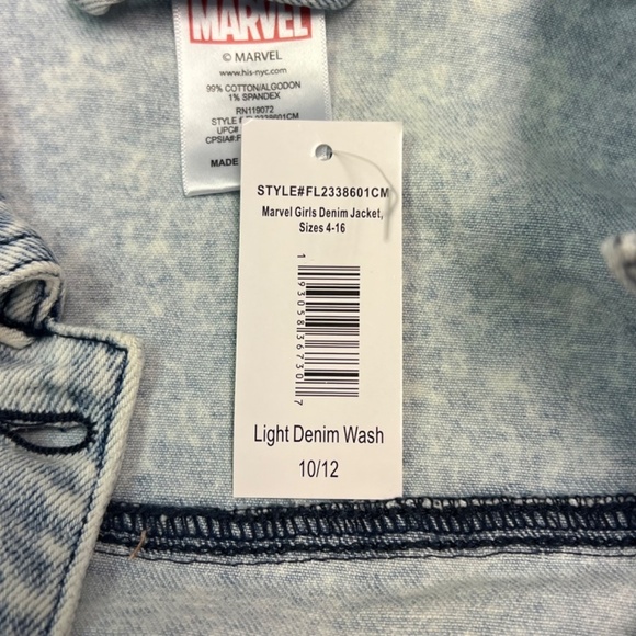 Disney Marvel Girls' Light Denim Wash Jacket, Sizes 10/12 - Picture 6 of 9